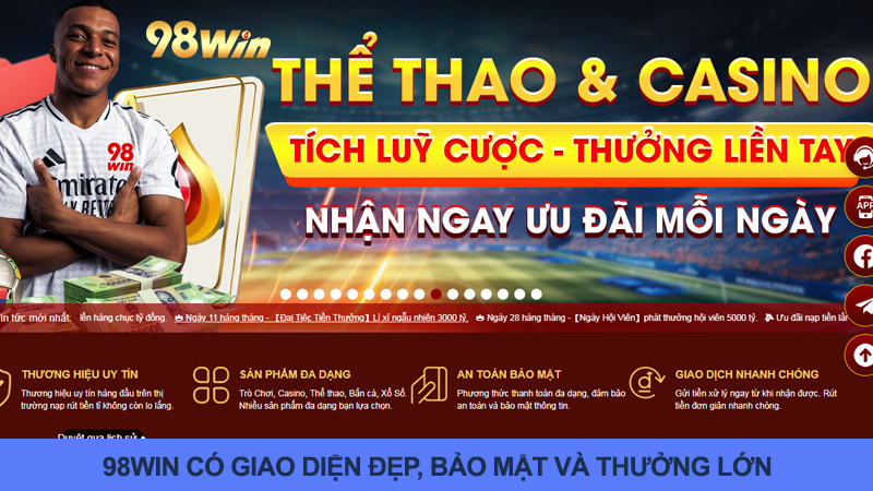 Rất nhiều lợi thế khi chơi thể thao CMD tại 98win